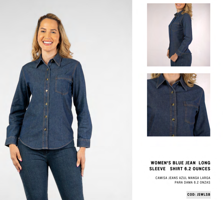 Camisa De Jean Manga Larga Dama