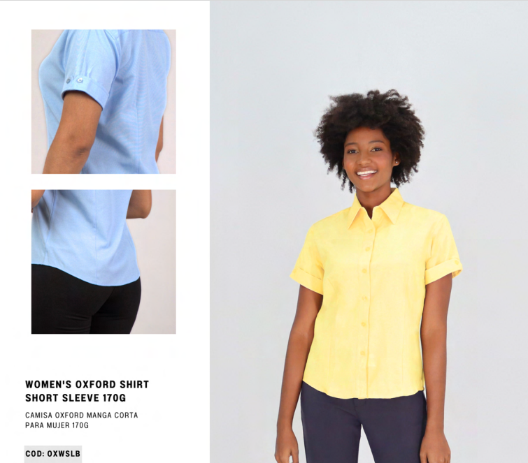 Camisa Oxford Manga Corta Dama