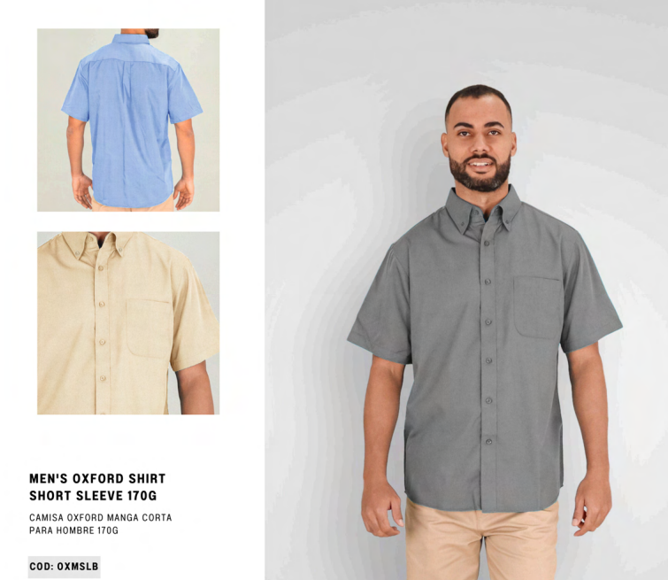 Camisa Oxford Manga Corta Hombres