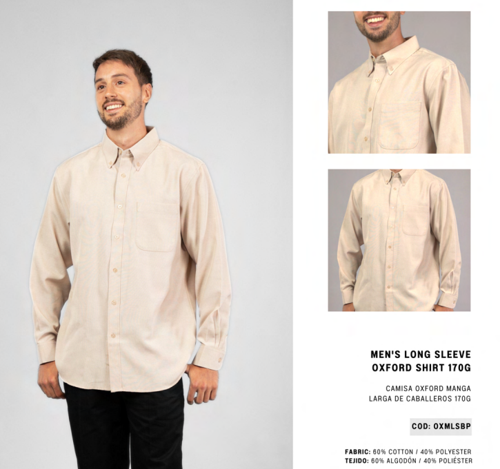 Camisa Oxford Manga Larga Hombres