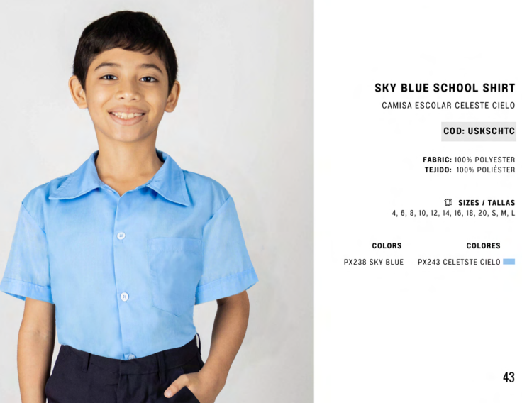 Camisa Escolar Celeste