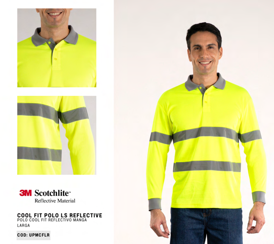 Polo Cool Fit Manga Larga Reflectivo
