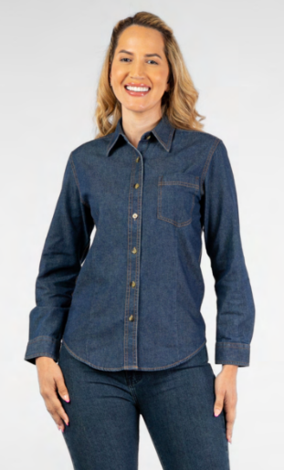 Camisa Jean Azul Manga Larga Dama